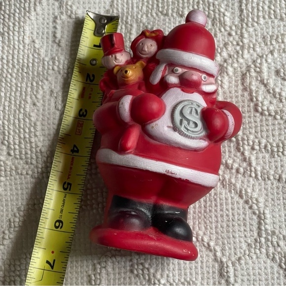 Vintage 1972 Christmas Club Rubber Piggy Bank w/ Plug Santa Claus 6" - Picture 4 of 4